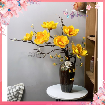 Hoa Giả Hoa Lụa - Lọ Hoa Mộc Lan Nghệ Thuật Độc Đáo Trang Trí