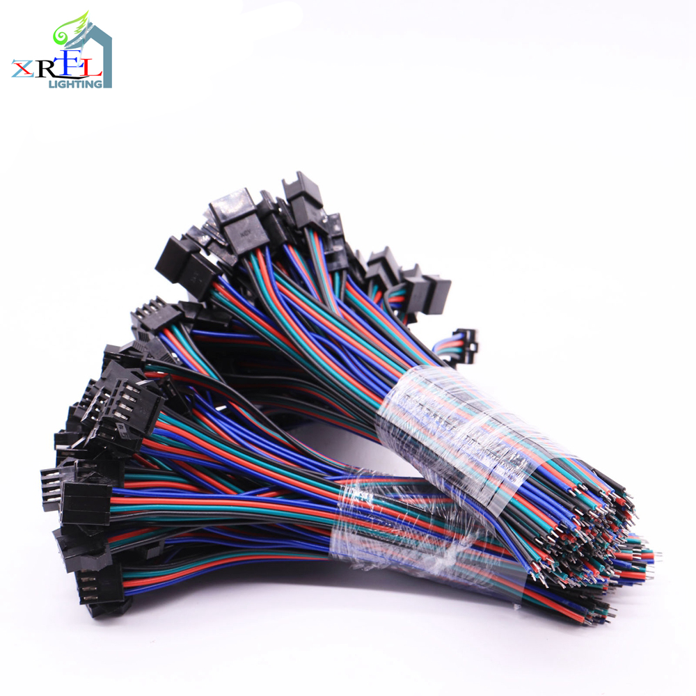 10 cặp đầu nối led jst 4 chấu 15cm đầu nối đực & cái dây 22awg màu đỏ xanh lá cây màu đen và màu xanh dương cho apa102 ws2813 rgb led strip