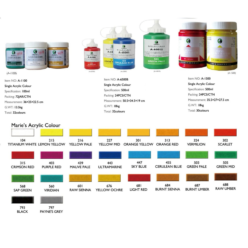 Màu Acrylic Maries 500 ml