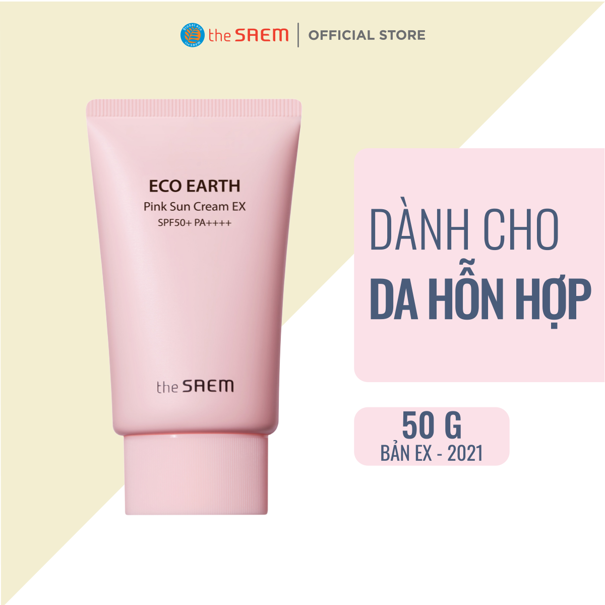 KEM CHỐNG NẮNG VẬT LÝ /THE SEAM/ Kem Chống Nắng The SAEM Eco Earth Power Pink Sun Cream SPF50+ PA++++- HANACOSMETICS