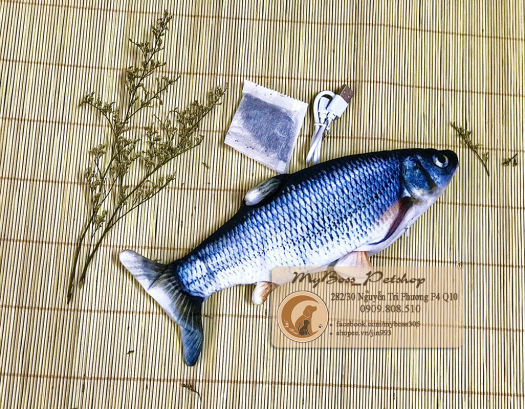 Con cá đồ chơi nhồi bông cho bé, cá nhảy sạc điện vỗ mông ru bé ngủ, đồ chơi chó mèo -thú cưng( tặng gói catnip cho mèo)