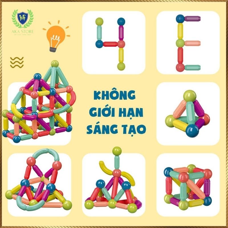 Bộ đồ chơi xếp hình nam châm cho bé, nam châm xếp hình thông minh, chất liệu nhựa ABS cao cấp