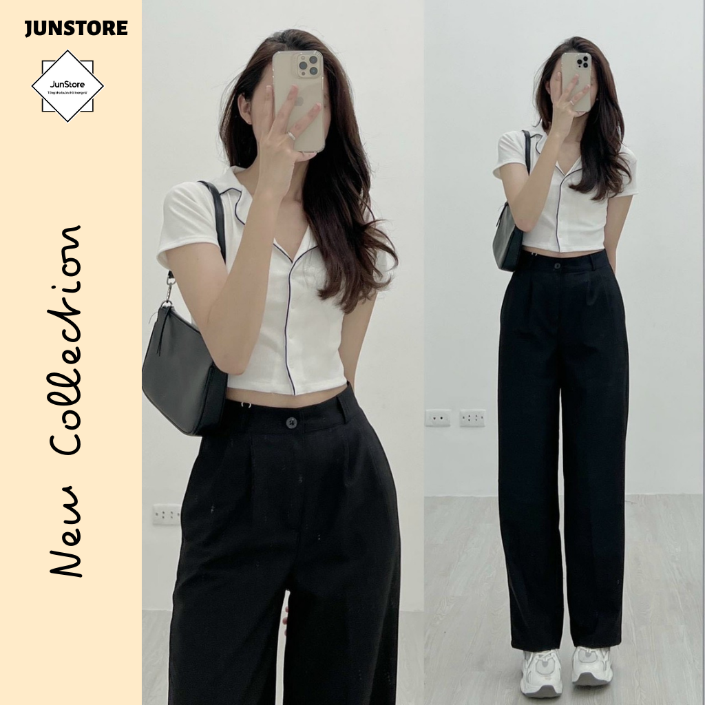 Quần ống suông JUNSTORE, quần tây nữ dài 100cm chất tuyết mưa ống đứng phong cách Hàn quốc - mã 3100