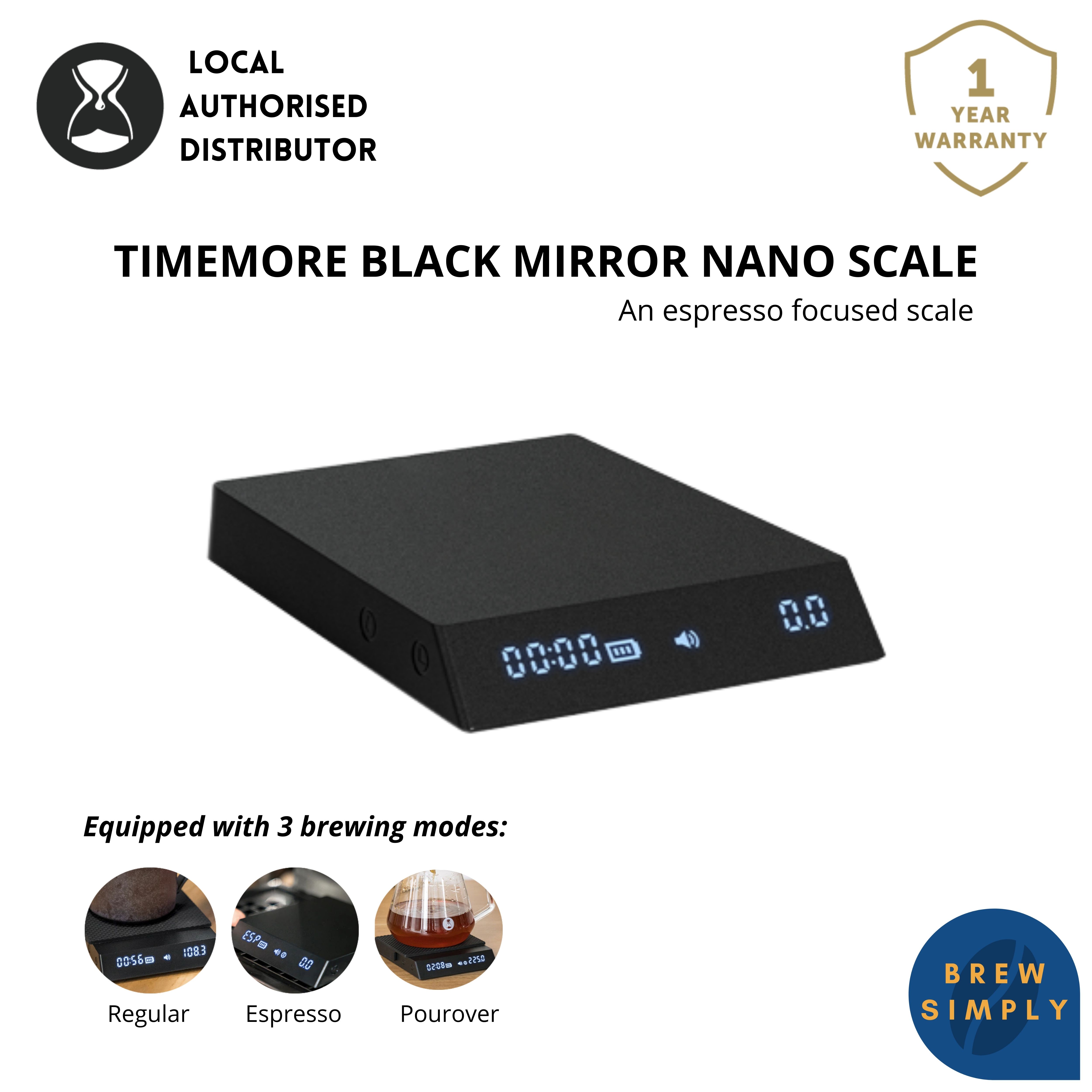 TIMEMORE Basic Plus Black Mirror Pour Over Coffee and Espresso Scale Basic+  Electronic Scale Auto Timer Kitchen scale 0.1g / 2kg