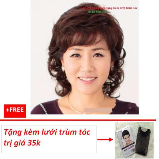 TÓC GIẢ NỮ TRUNG NIÊN CAO CẤP-MÀU NÂU SẪM