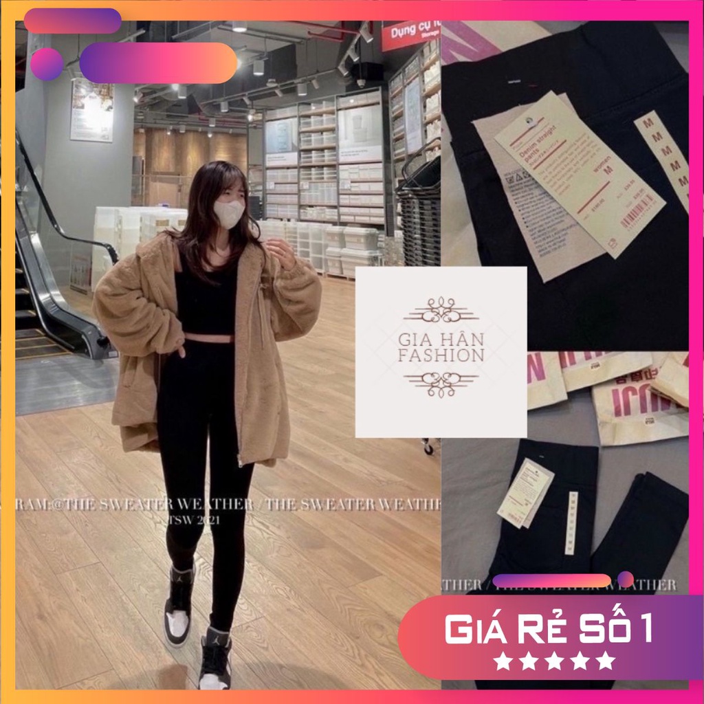 Mã 352 quần legging cạp cao, quần dài legging nữ muji túi giấy ôm dáng có bigsize 80kg