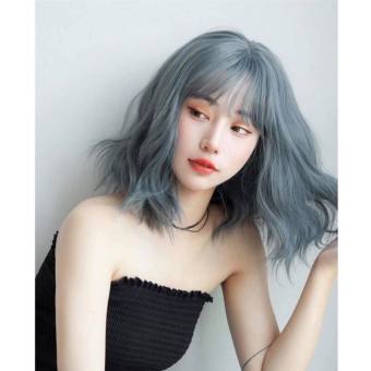 Tóc giả nữ nguyên đầu❤️Tóc giả cả đầu xù ngắn xanh