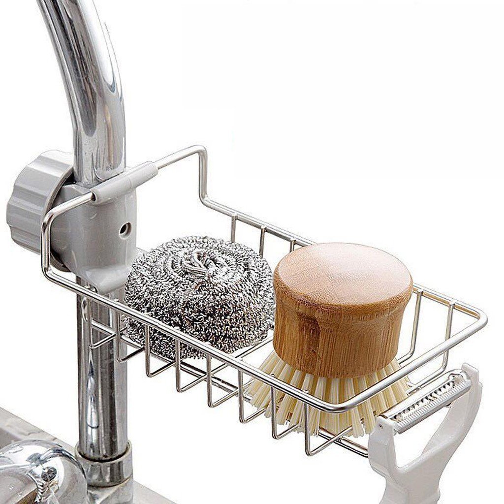 Giá treo bồn rửa bát Inox cao cấp, Kệ inox, Gía inox để giẻ rửa bát xà phòng nhà bếp đa năng - Kích thước 17x10x3 cm