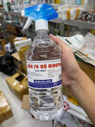 Cồn sát khuẩn 70 độ  BIDOPHAR vòi xịt phun sương rửa tay kháng khuẩn chai 1000ml (1 lít)