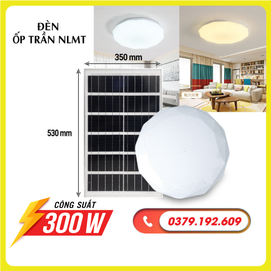 Đèn năng lượng mặt trời ốp trần trong nhà 200w - 300w có 3 chế độ sáng. Bảo hành 2 năm 30 ngày đổi trả. Den nang luong mat troi SOLAR LIGHT 200W