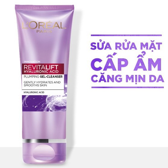 Sữa rửa mặt cấp ẩm và căng mịn Loreal Revitalift Hyaluronic acid 100ml