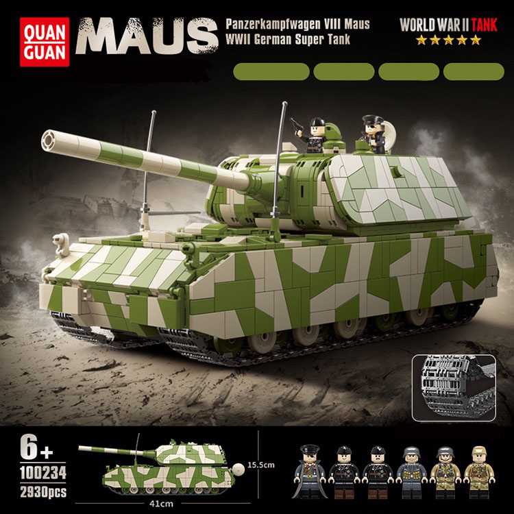 Đồ chơi lắp ráp xe tăng đức hạng nặng quan guan 100234 tank maus đồ chơi lắp ráp
