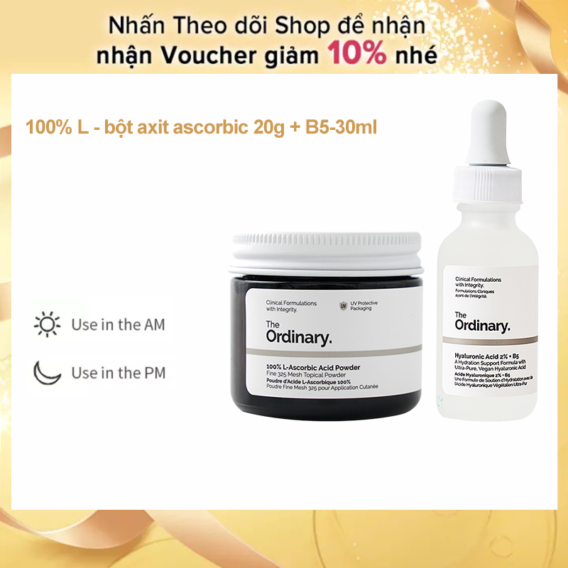 The ordinary 100% l-ascorbic acid bột vitamin c-20g & hyaluronic acid 2% + b5-30ml