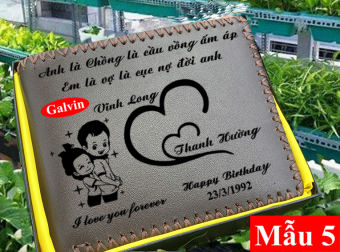 Ví Nam Da Bò Khắc Hình/Ví da khắc tên/Ví khắc theo yêu cầu/Ví khắc hình/Ví da nam khắc tên/Ví da nam khắc hình