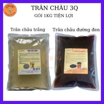trân châu 3q/Trân châu giòn,thạch ngọc trai 3Q bkb/trân châu đường đen túi 1kg tiện lợi/MS99
