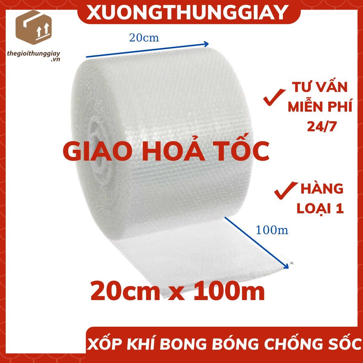 Xốp khí chống sốc kt 30cm-100m/cuộn đóng hàng, xốp hơi, xốp bong bóng