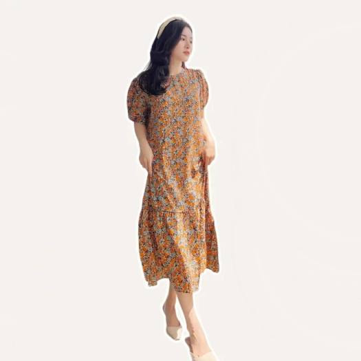 Mua Đầm Voan Hoa Dáng Dài Cổ Chữ V,Váy Hoa Nhí Vintage Dáng Xoè Đuôi Cá  Chất Vải Mềm Mát Da177 xanh - 2XL tại Hai Fashion | Tiki