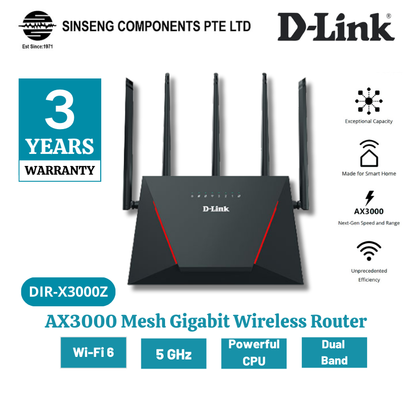 D-Link DIR-X3000Z AX3000 WiFi 6 Mesh Gigabit Wirel...