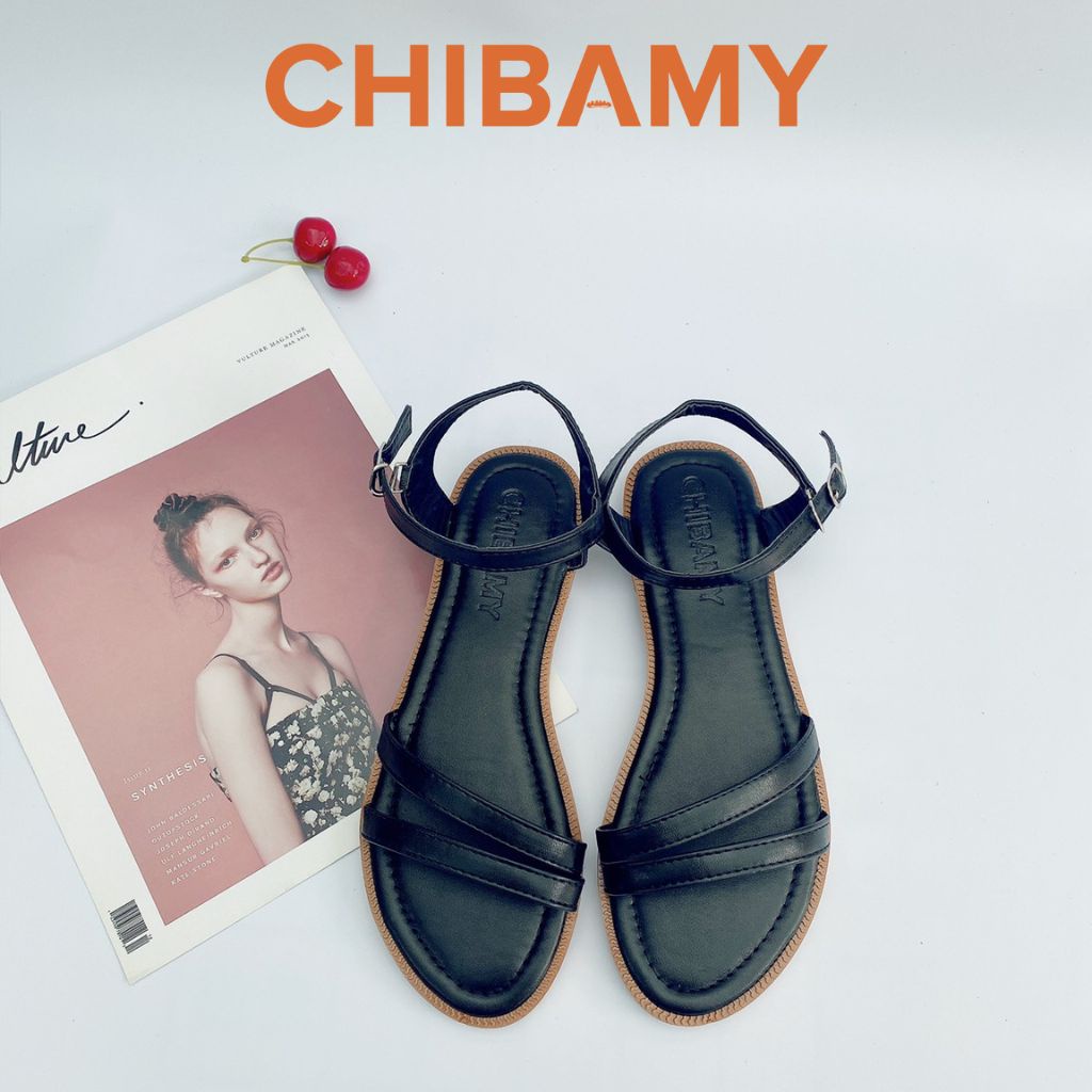 Dép sandal nữ đế bệt chibamy, dép quai hậu 2 quai mảnh mã sd01