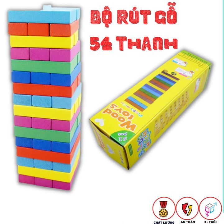Rút gỗ, bộ đồ chơi rút gỗ màu và bộ chơi rút gỗ số