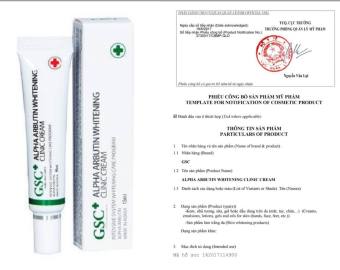 Kem dưỡng trắng, hỗ trợ trị nám, thâm, tàn nhang gsc Alpha aburtin whitening cream 15ml