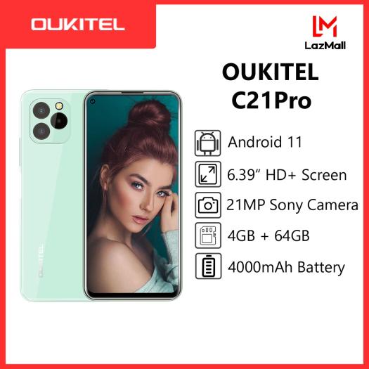 OUKITEL C21 PRO Android 11 6.39'' HD + 21MP Camera ba phía sau Điện thoại di động Pin 4000mAh 4GB + 64GB 256GB Có thể mở rộng 4G Hai SIM Điện thoại thông minh nhận dạng khuôn mặt / vân tay
