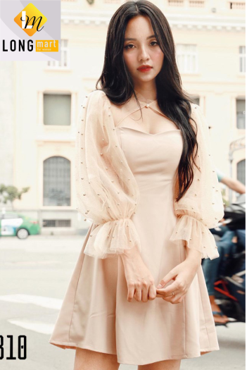 Đầm Tay Phồng Lưới Chấm Bi Cài Cổ Cao Cấp LONG Mart Màu Sắc Nhã Nhặn Thật Sự Phù Hợp Để Tới Công Sở, Đi Làm Hoặc Đi Chơi,Free Size Dưới 55kg,Phù Hợp Mọi Với Mọi Phong Cách.