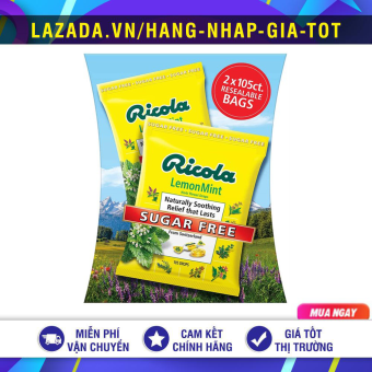 KẸO NGẬM KHÔNG ĐƯỜNG RICOLA SUGAR FREE LEMON MINT DROPS 210 VIÊN MỸ