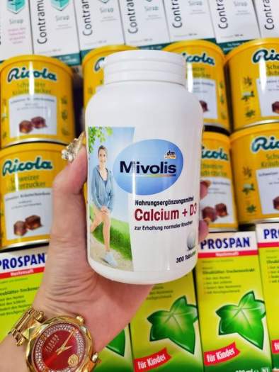 Viên uống bổ sung Canxi - Mivolis Calcium + D3 Lọ 300 viên Nội Địa Đức
