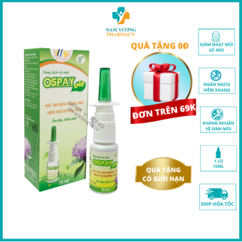 Ospay Vie - Nước xịt mũi kháng khuẩn, giúp thông mũi, ngạt mũi, khó thở - Hộp 15ml