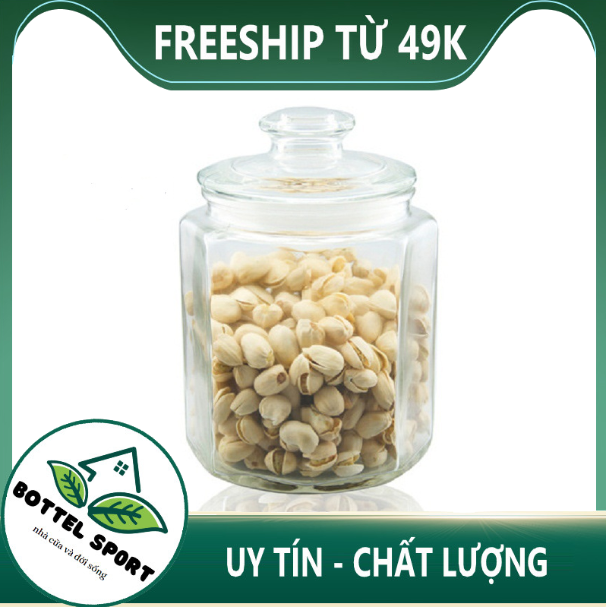 Hũ thủy tinh lục giác đựng gia vị đủ size 2l , 1,5l , 900ml , 550ml , lọ gia vị thủy tinh, hũ đựng thực phẩm khô, hủ lọ gia vị tiện dụng, hũ muối dưa