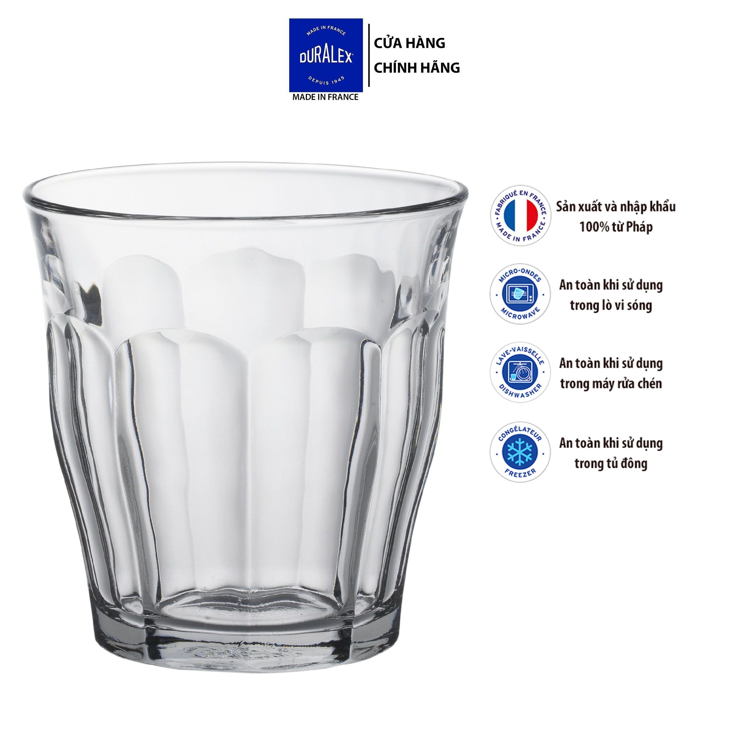 Bộ 6 ly d1028a duralex - picardie trong clear 310ml thủy tinh cường lực cao cấp pháp