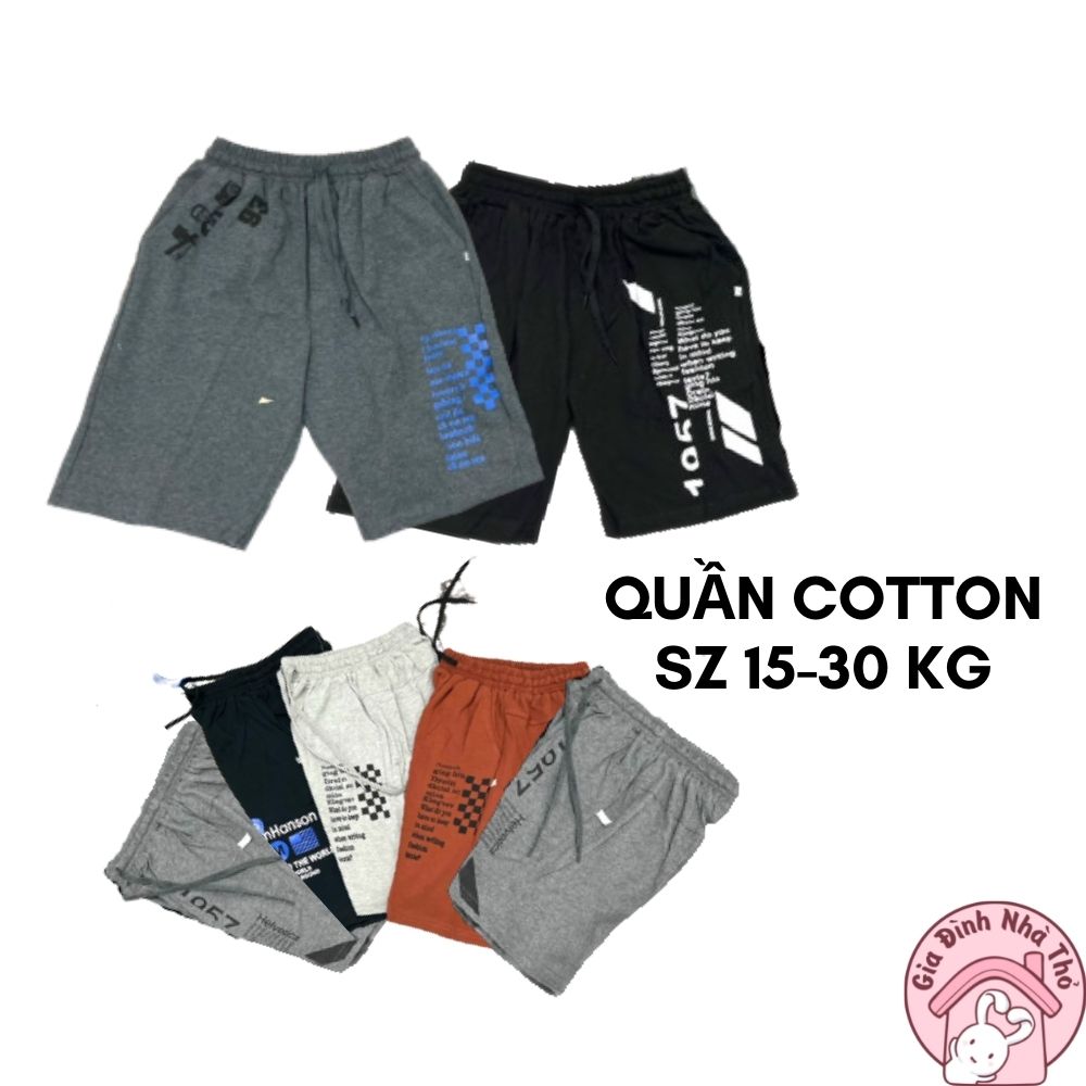 Quần đùi lửng cotton cho bé trai ở nhà đi chơi đi học