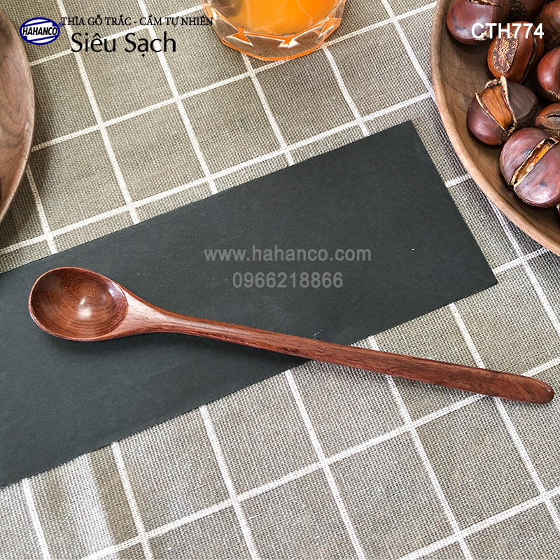 Thìa sinh tố bằng gỗ Trắc /Cẩm - an toàn dùng cho ăn uống - decor (CTH774) HAHANCO
