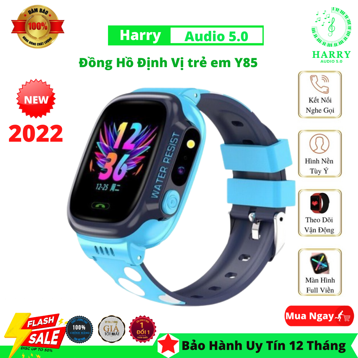 [NEW 2022]Đồng Hồ Định Vị _Đồng Hồ Định Vị Trẻ Em Y85 - Đồng Hồ Định Vị Giám Sát Bé Từ Xa Cao Cấp Chống Nước IP67 Gọi Video call HD 4G Đầy Đủ Tính Năng Kết Nối wifi Tích Hợp Đèn Pin Gọi Video call HD 4G
