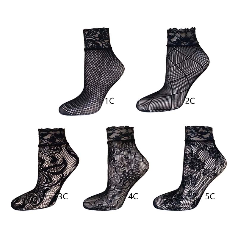 【ZNBY】1 Đôi Tất Ngắn Đến Mắt Cá Chân Siêu Mỏng Cho Nữ Tất Lót Ren Lưới Cá Tất Ren Lưới Mỏng Đến Mắt 