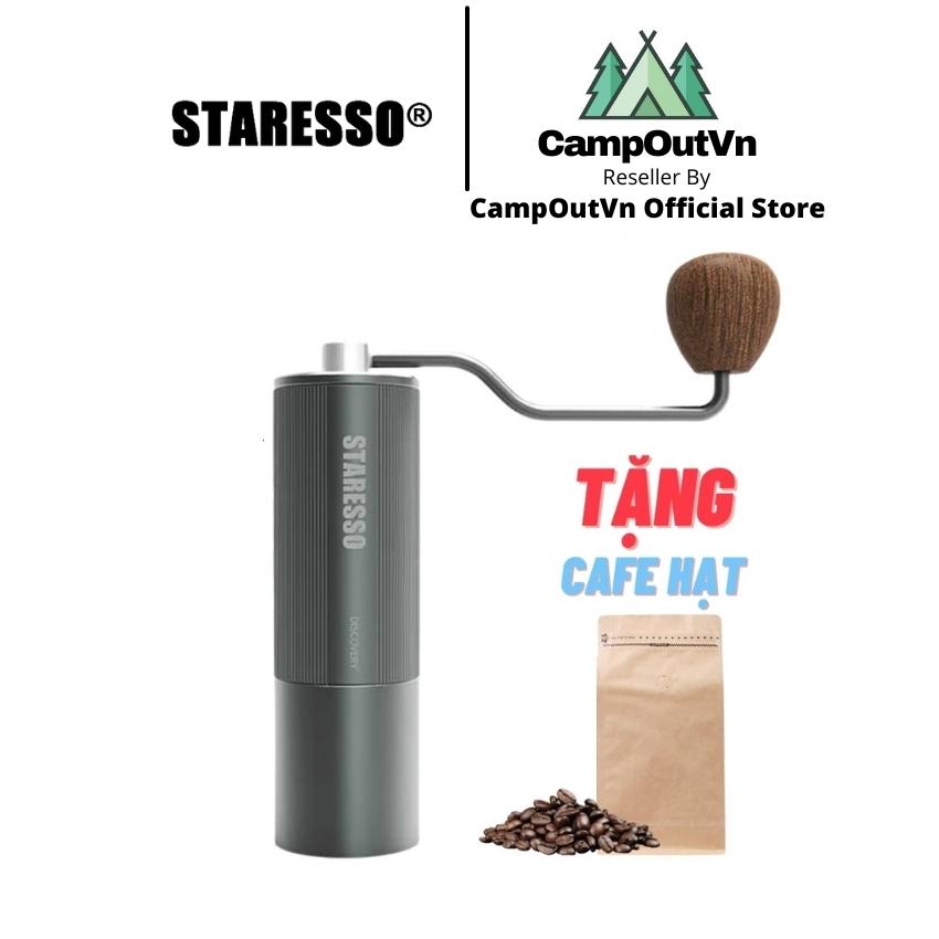 Cối xay cà phê Staresso campoutvn cầm tay bản mới cối xay cafe nguyên hạt cầm tay 11 mức xay đồ cắm trại du lịch dã ngoại lưỡi Titanium bảo hành 1 năm A215 Tặng Cà Phê Hạt