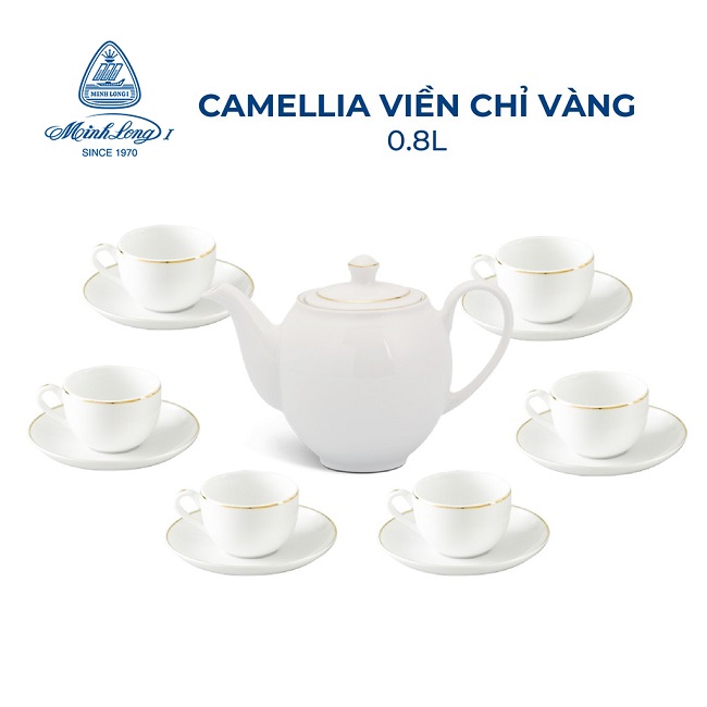 Bộ ấm trà minh long chỉ vàng 0.8l - bộ ấm trà minh long