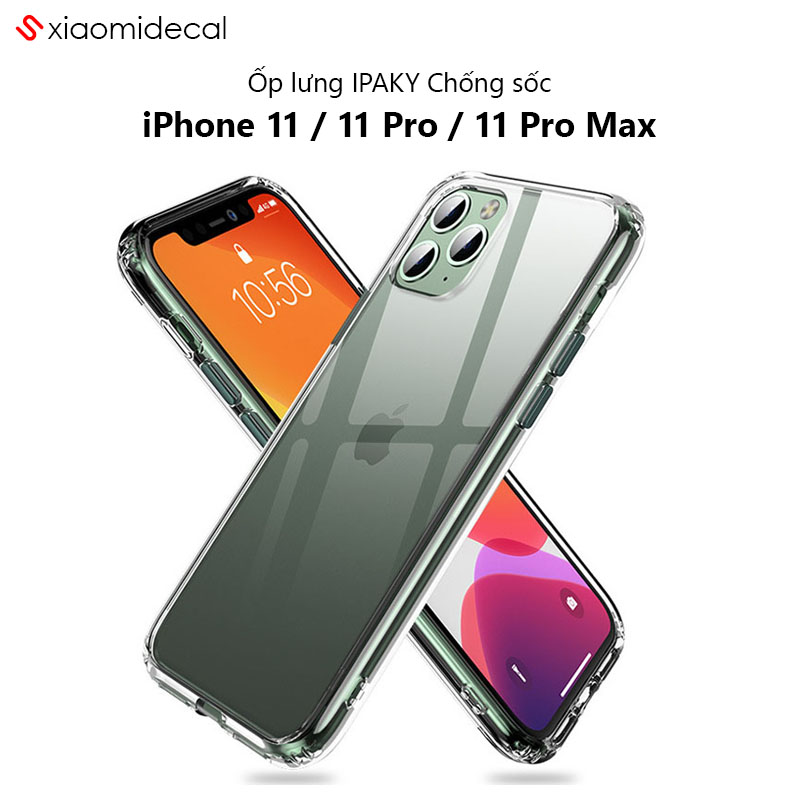 Ốp lưng ipaky iphone 11 / 11 pro / 11 pro max viền tpu, chống sốc, trong suốt,