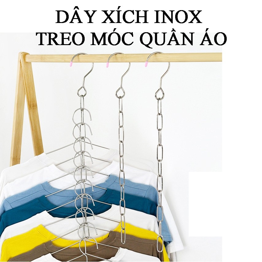 Móc xích quần áo, móc xích treo quần áo, móc xích quần nữ, móc xích quần nam inox 304 10 lỗ bán lẻ