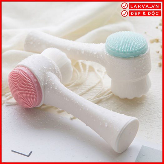 Cọ Rửa Mặt 2 Đầu, Cọ Massage Cầm Tay Làm Sạch Da Mặt
