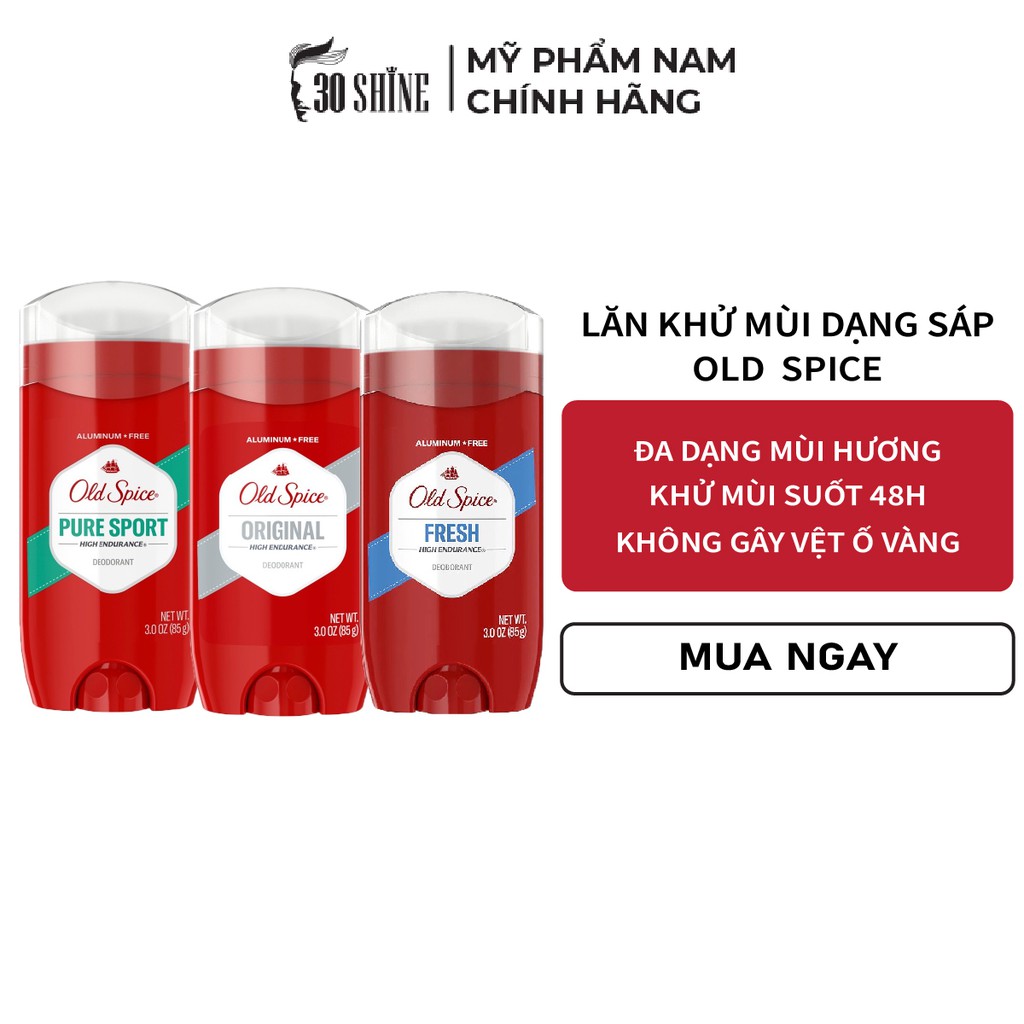 Lăn khử mùi dành cho nam dạng sáp Old Spice Pure Sport 85g 30Shine phân phối chính hãng mùi hương nam tính
