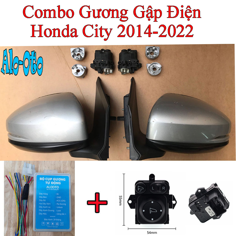 Bộ xương motor gương gập Honda City 2014-2022. Kèm bộ mudun khóa cửa tự cụp gương và giắc công tắc gập gương zin trong xe