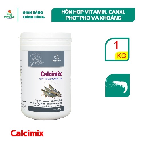 "Hoàn tiền đến 10%" Vemedim Calcimix tôm, hỗn hợp vitamin, canxi, photpho và khoáng cho tôm, hộp 1kg