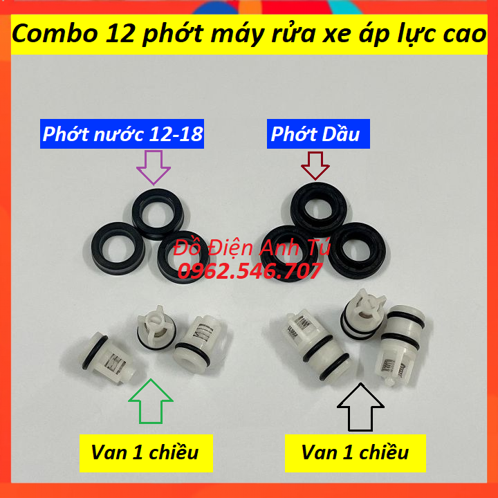 Bộ phớt 12-18 thay thế cho máy rửa xe gia đình | phớt mát rửa xe mini | phớt máy rửa xe áp lực cao
