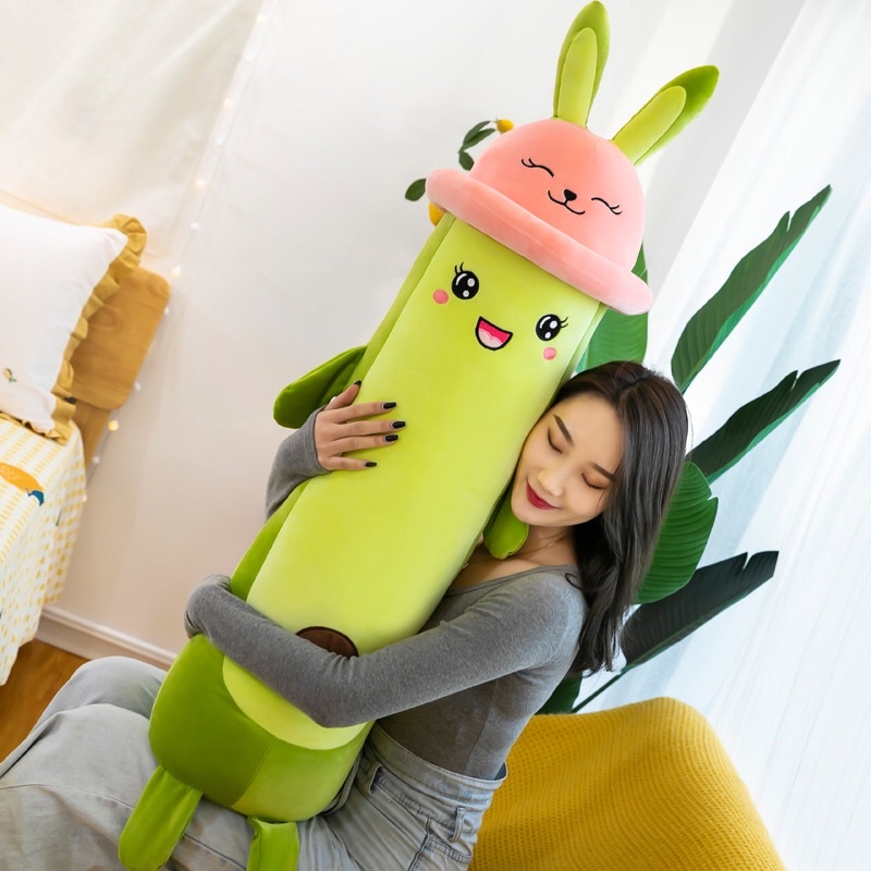 Gấu bông trái bơ đội nón tai thỏ , gối ôm trái bơ đội nón siêu xinh mềm mịn