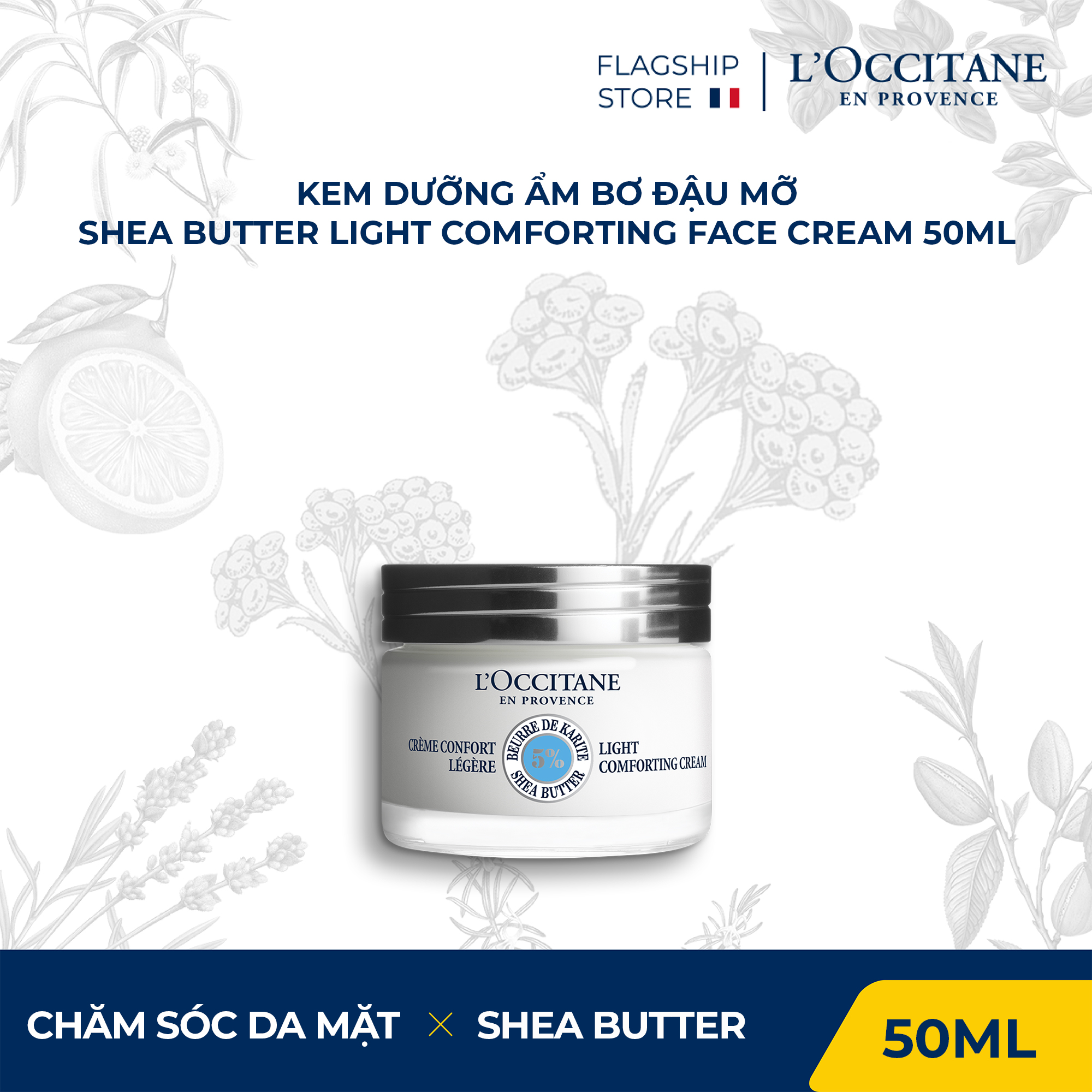 Kem Dưỡng Ẩm Bơ Đậu Mỡ L'Occitane Shea Light Comforting Cream 50ml (facecare)