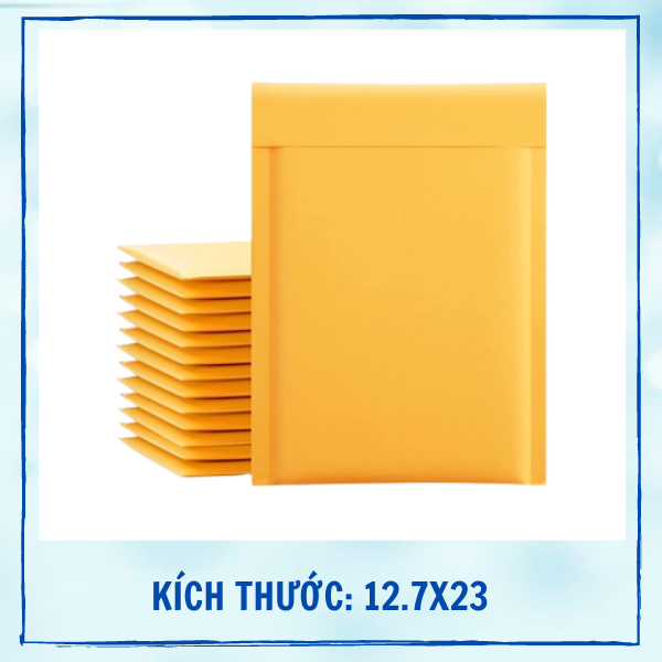 Túi đóng gói hàng lót xốp bóng khí dày bảo quản hàng tốt kích thước 12.7x23 chất liệu giấy da bò chuyên dùng cho hàng dễ vỡ... (10 túi)