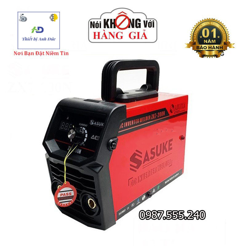 Máy hàn điện tử, máy hàn que mini sasuke zx7-200n có đồng hồ hiển thị dòng hàn