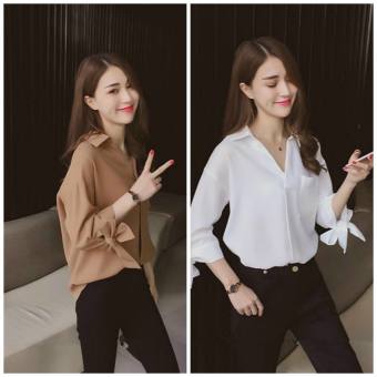 Áo sơ mi kiểu nữ cột nơ tay